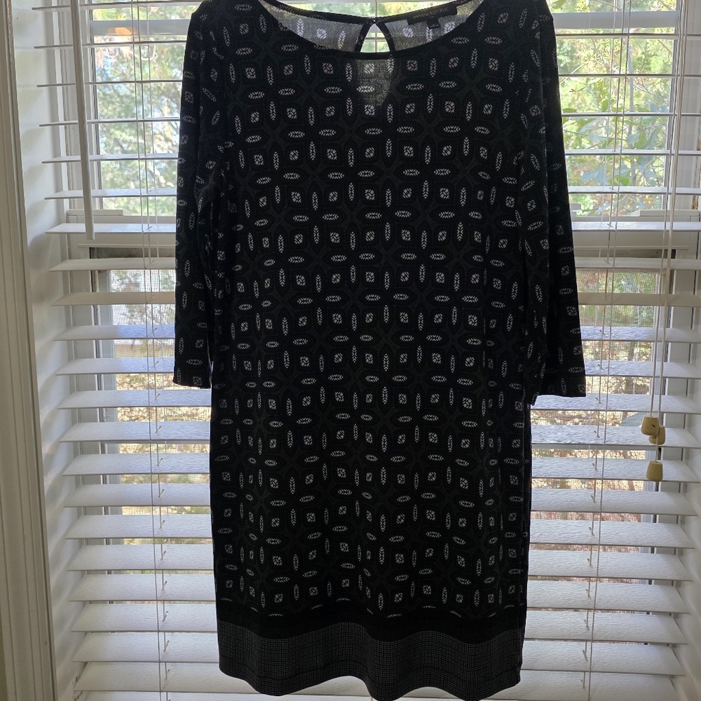 Banana Republic Black and Gray Geometric Dress